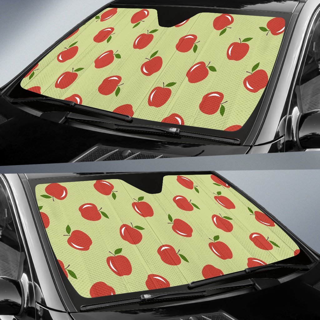 Red Apple Print Pattern Car Sun Shade-grizzshop
