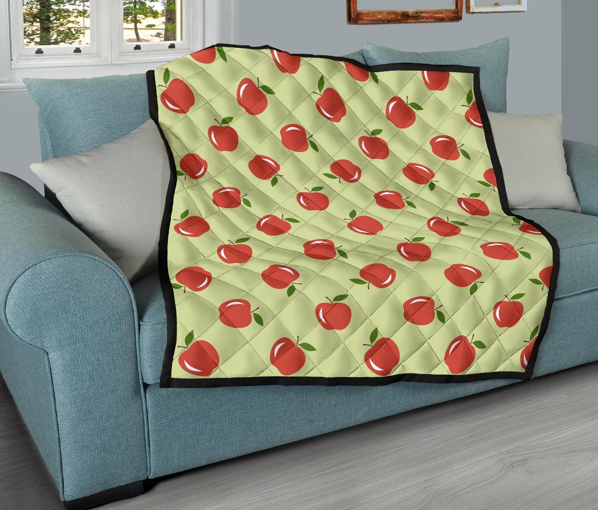 Red Apple Print Pattern Quilt-grizzshop
