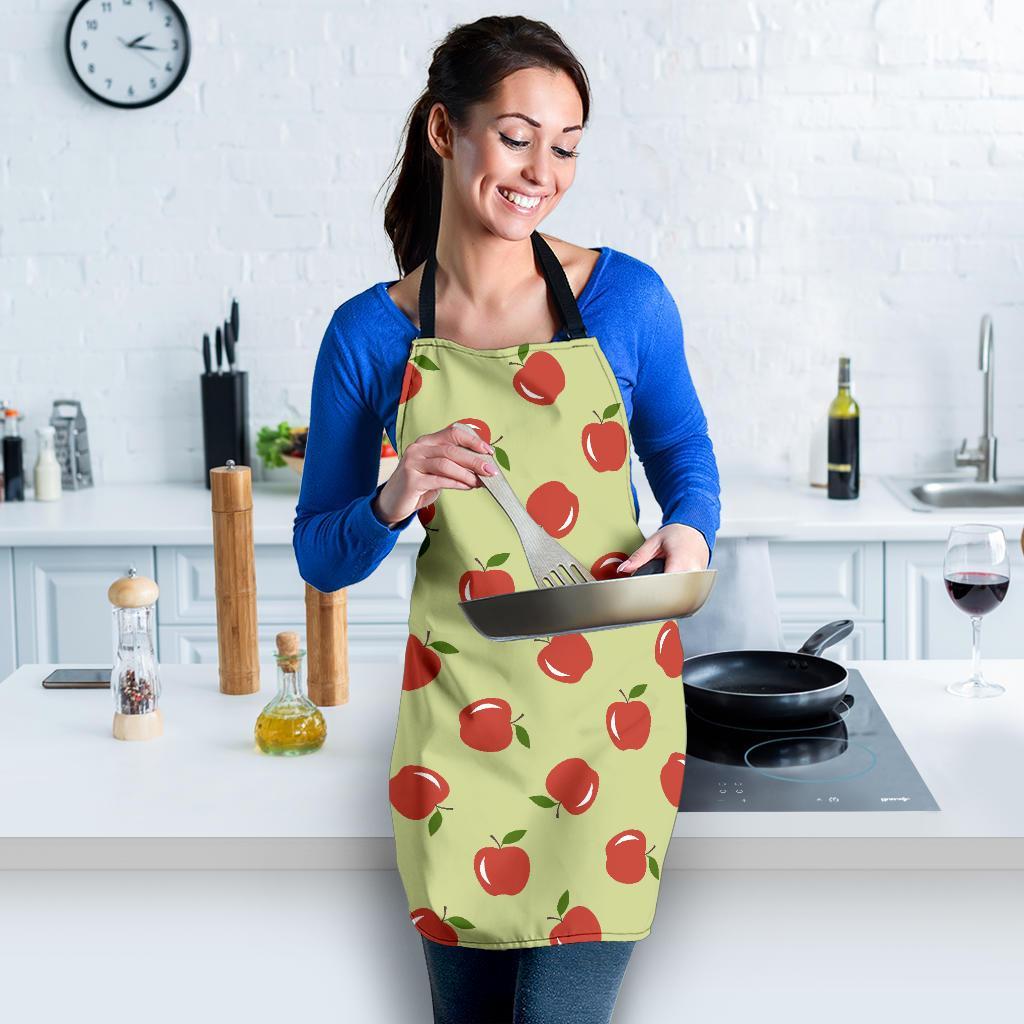 Red Apple Print Pattern Women's Apron-grizzshop