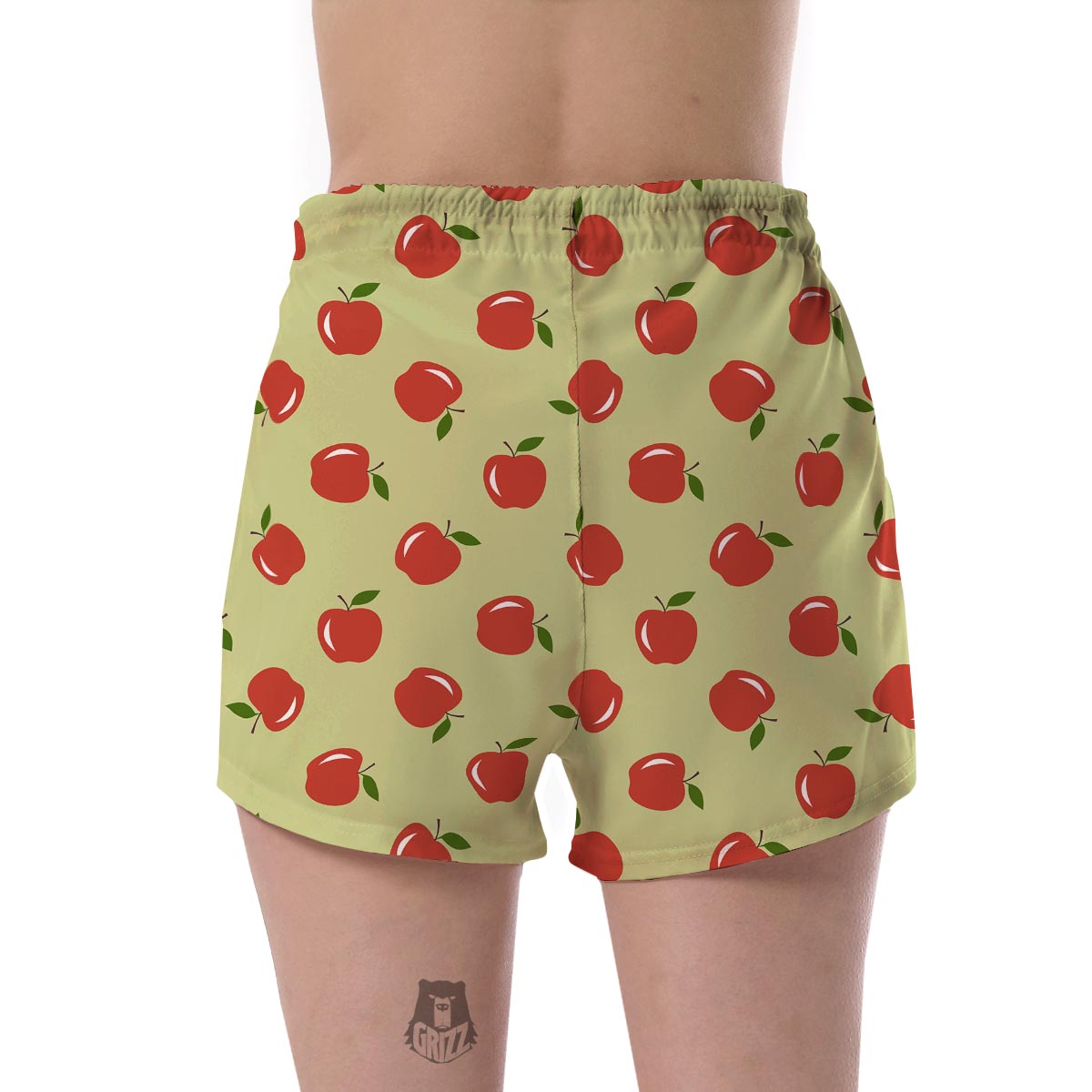 Red Apple Print Pattern Women's Shorts-grizzshop