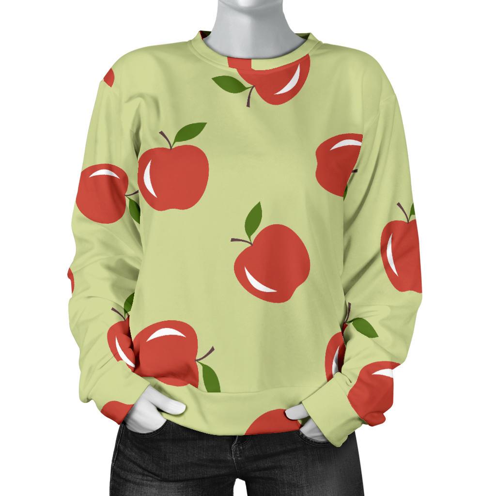 Red Apple Print Pattern Women's Sweatshirt-grizzshop