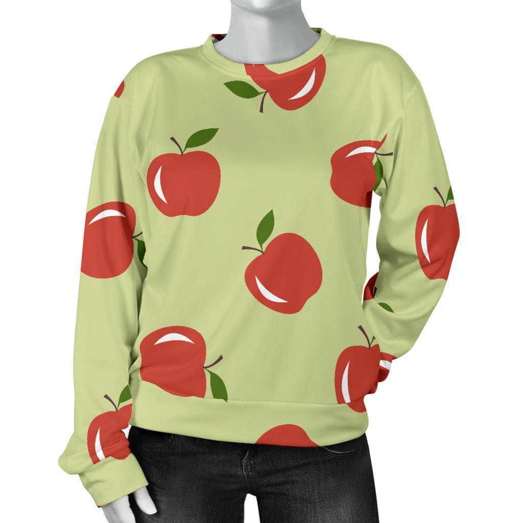 Red Apple Print Pattern Women's Sweatshirt-grizzshop