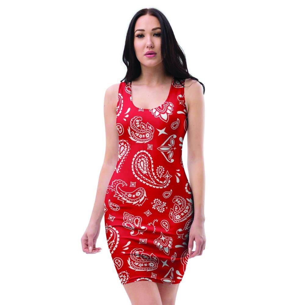 Red Bandana Bodycon Dress-grizzshop