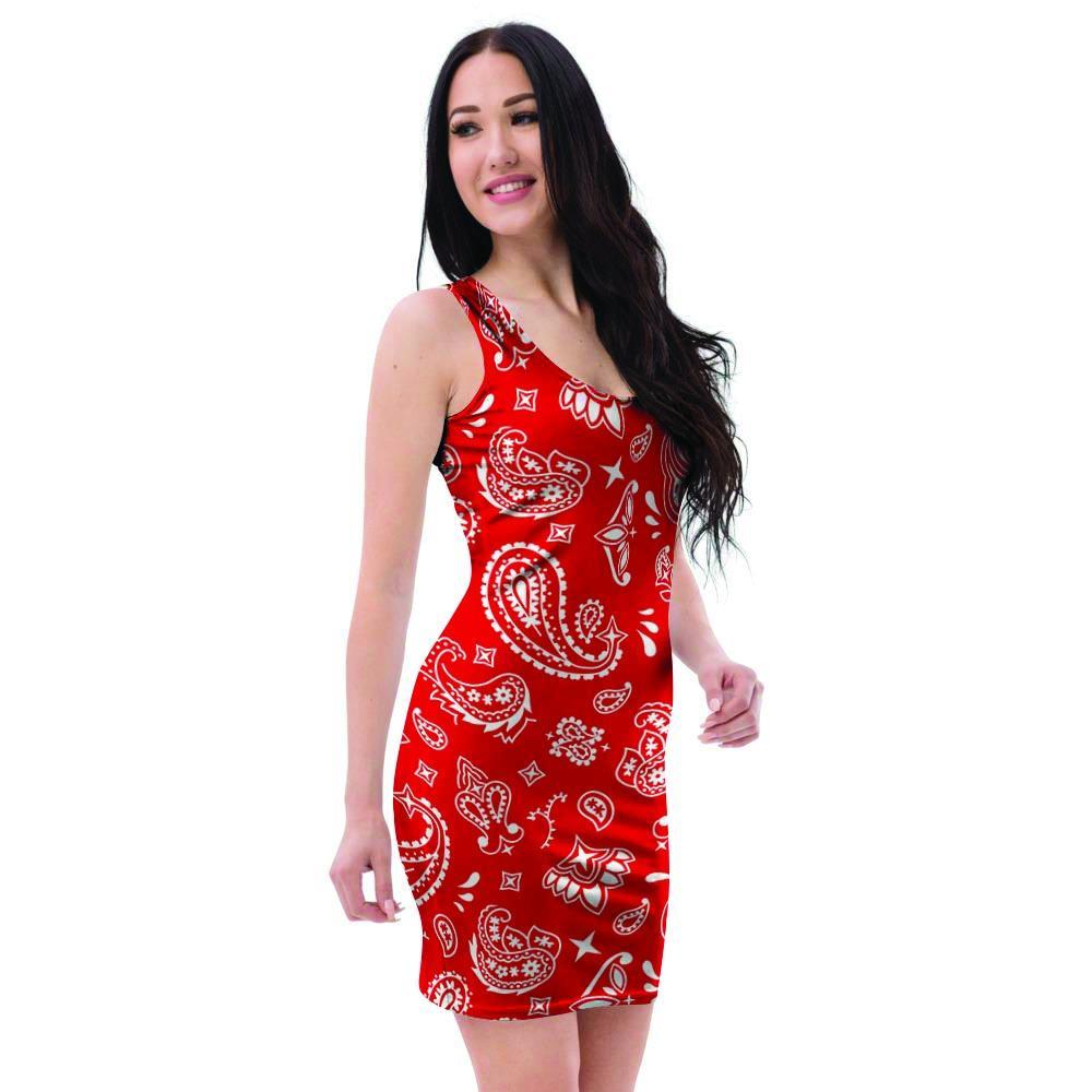 Red Bandana Bodycon Dress-grizzshop