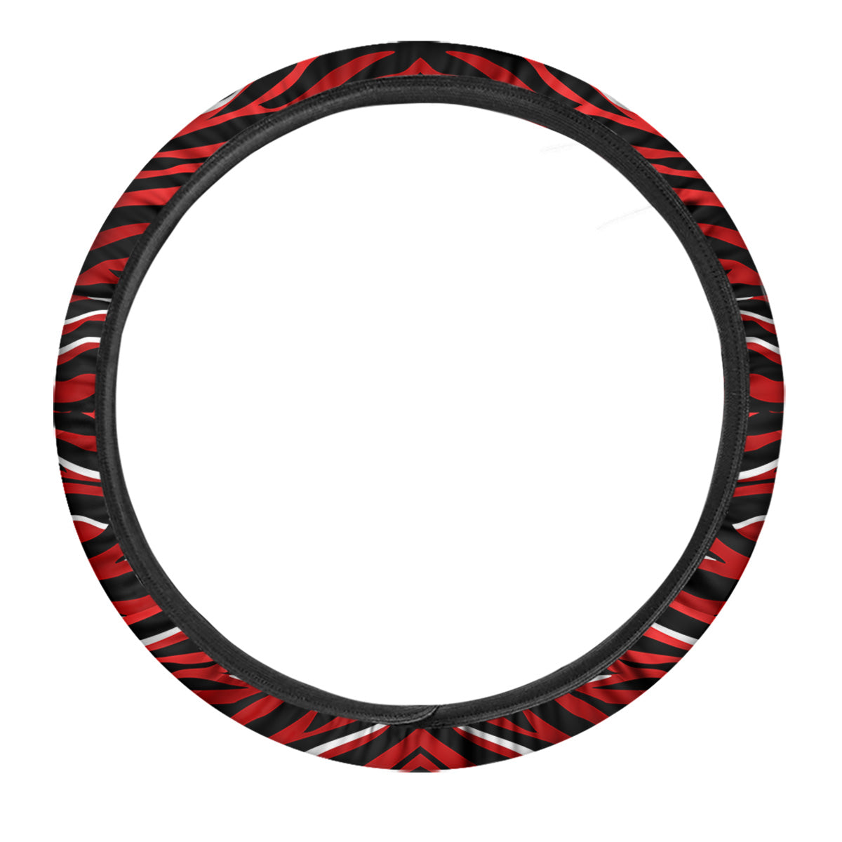 Red Black And White Colored Leopard Print Pattern Car Steering Wheel Cover-grizzshop