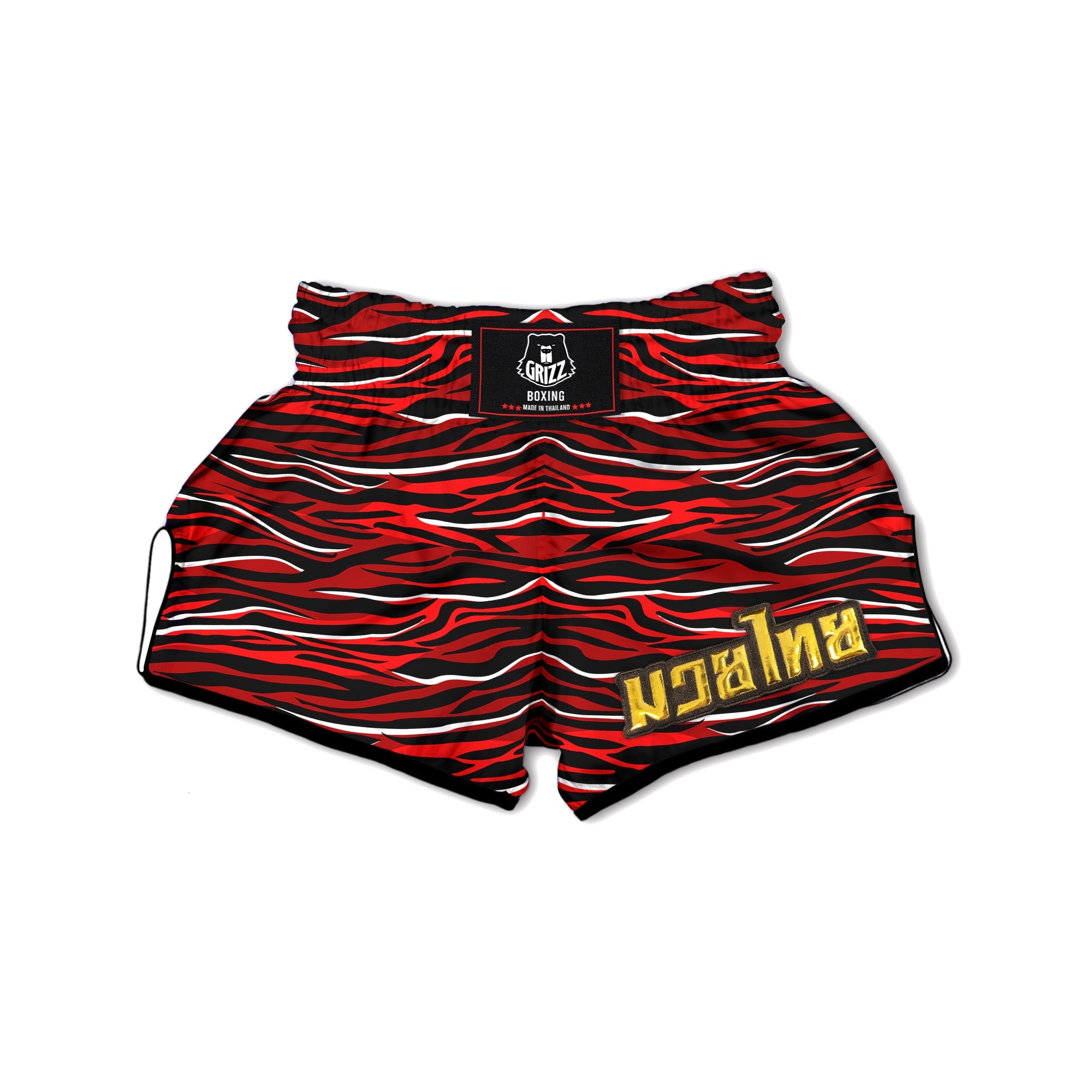 Red Black And White Colored Leopard Print Pattern Muay Thai Boxing Shorts-grizzshop