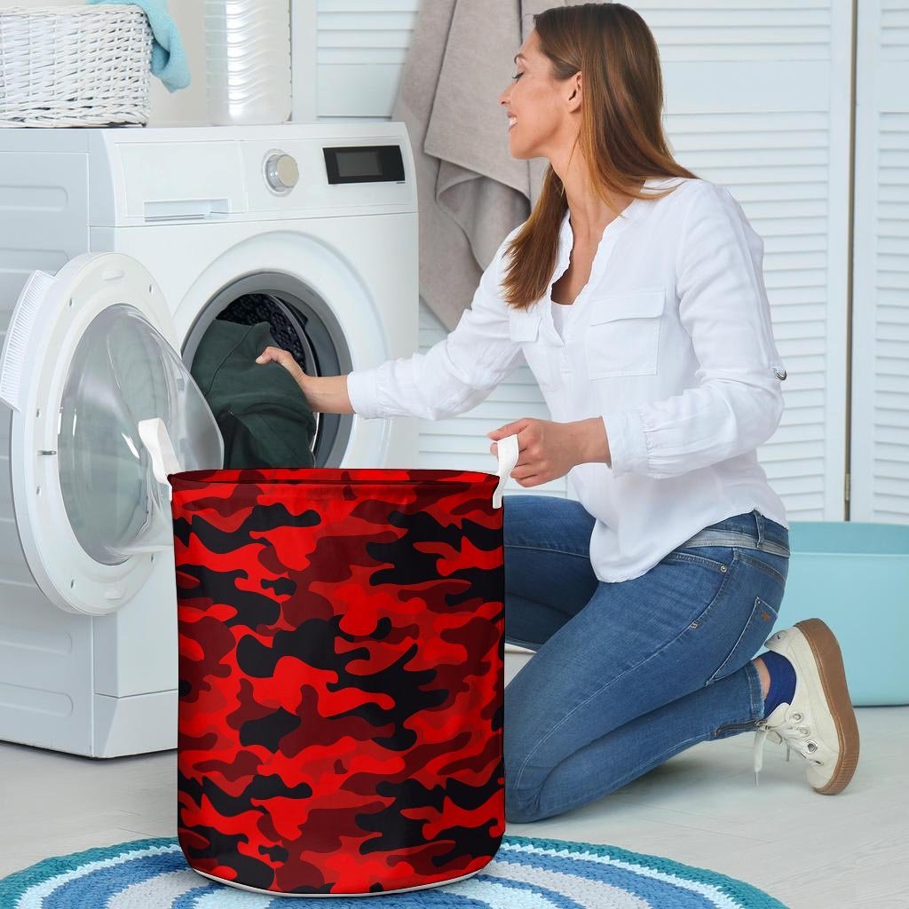 Red Camo Print Laundry Basket-grizzshop