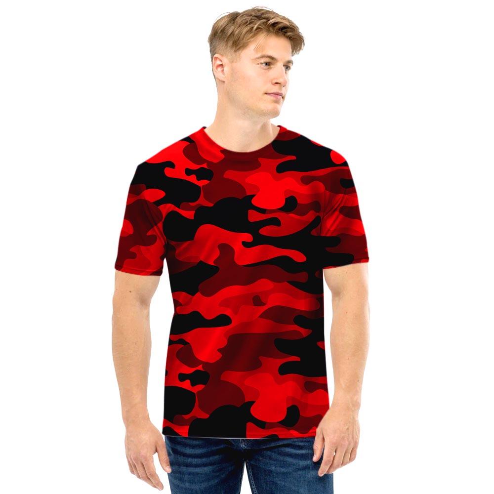 Red Camo Print Men T Shirt-grizzshop
