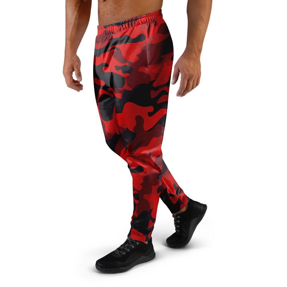 Red Camo Print Men's Joggers-grizzshop