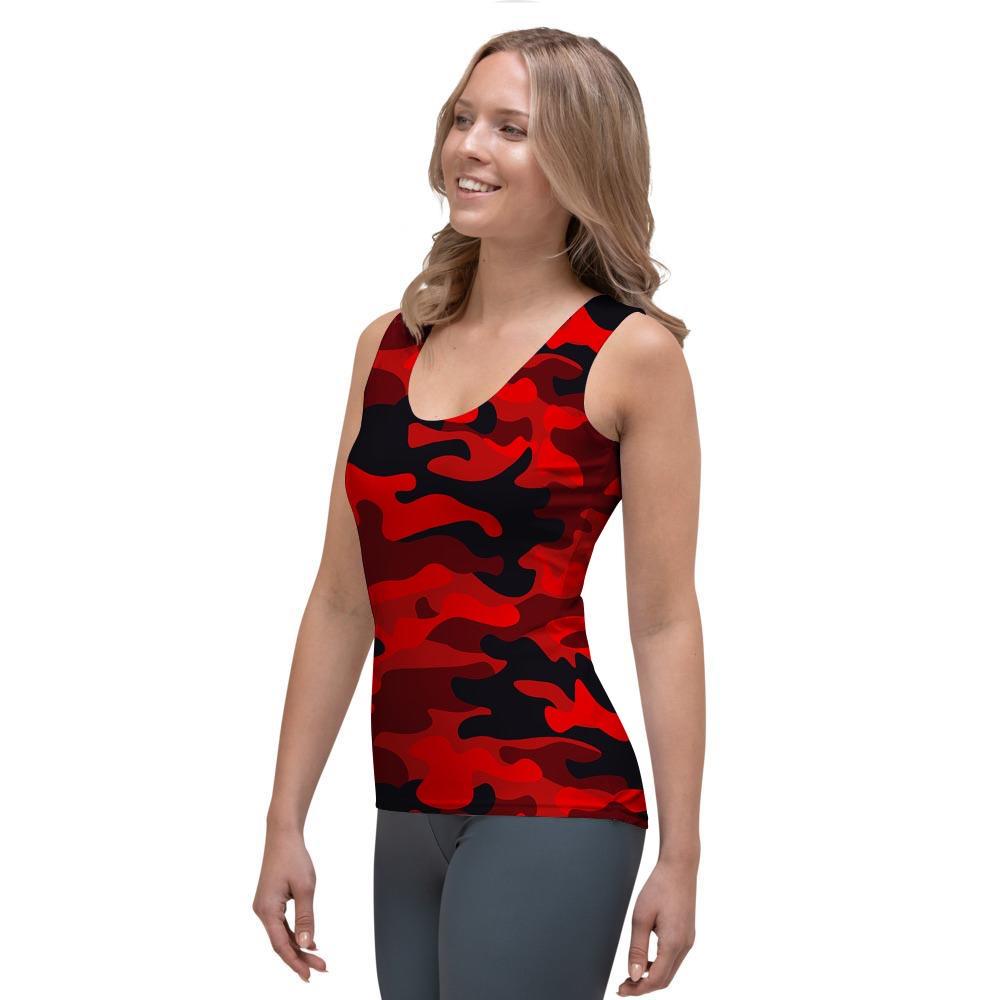 Red Camo Print Women's Tank Top-grizzshop