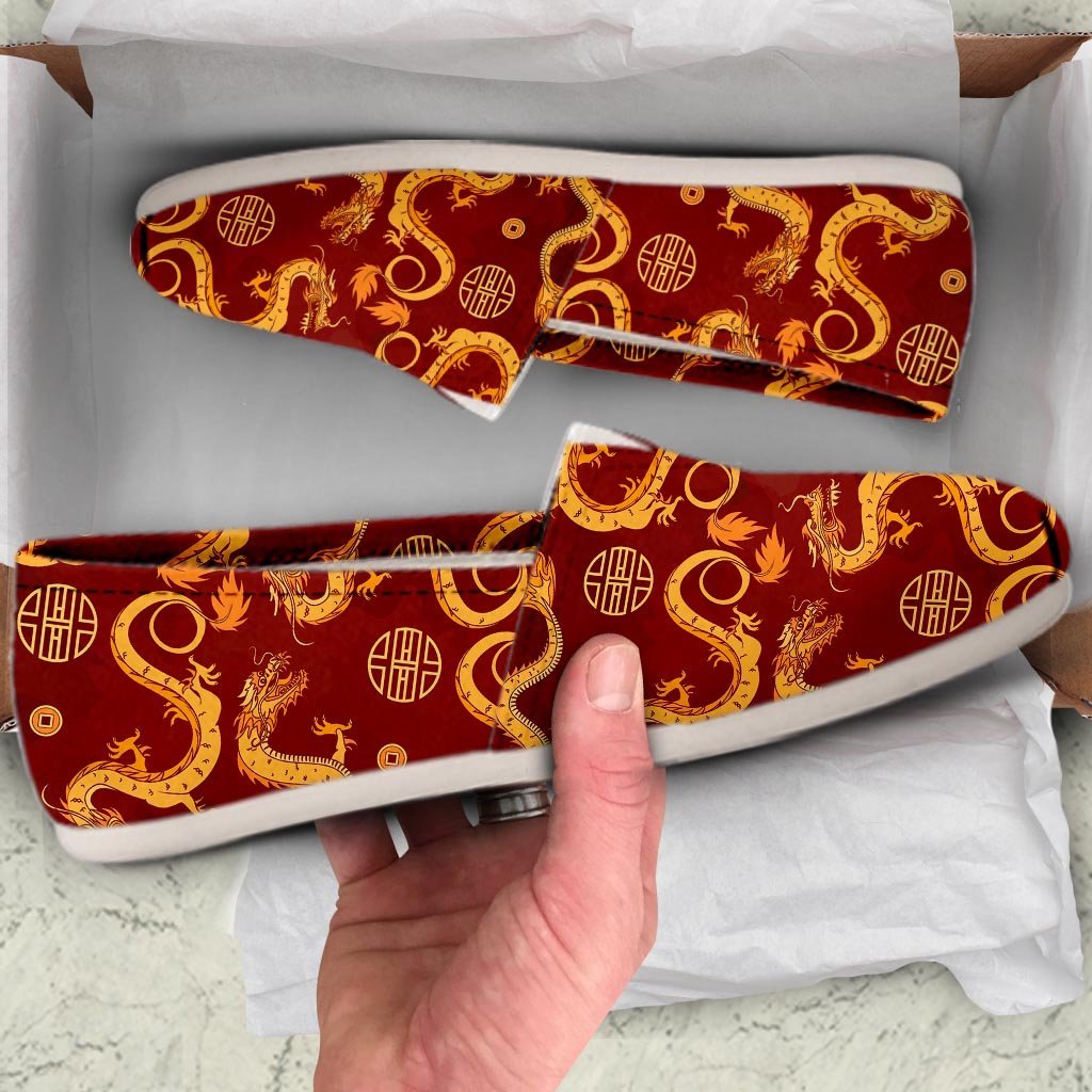Red Chinese Dragon Canvas Shoes-grizzshop