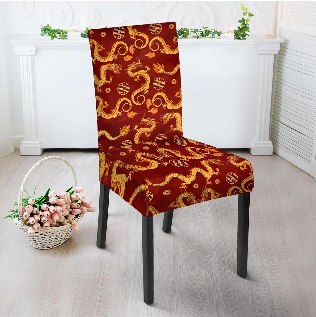 Red Chinese Dragon Chair Cover-grizzshop