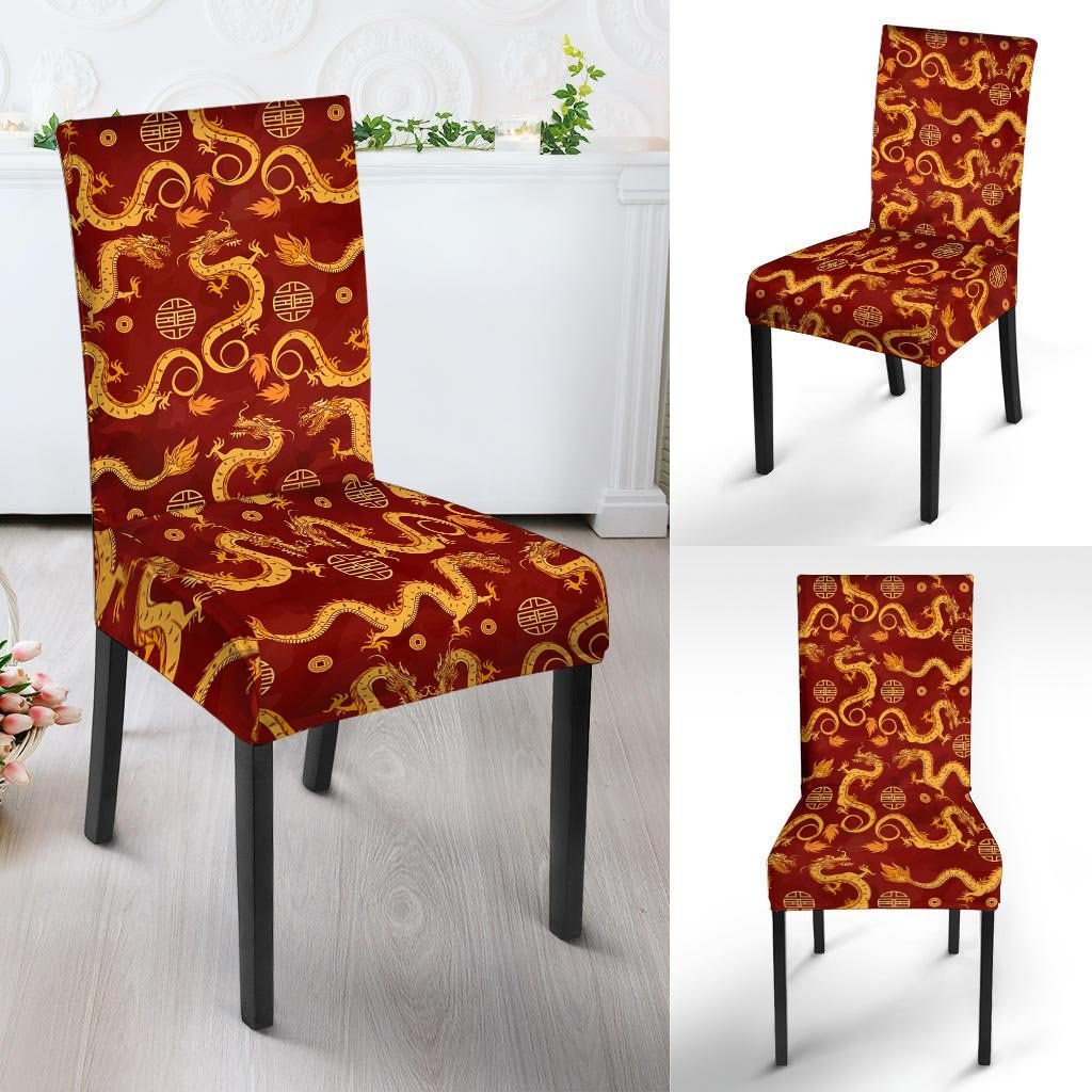 Red Chinese Dragon Chair Cover-grizzshop