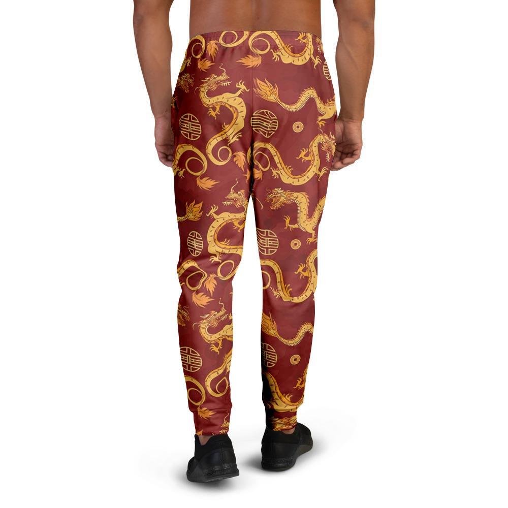 Red Chinese Dragon Men's Joggers-grizzshop