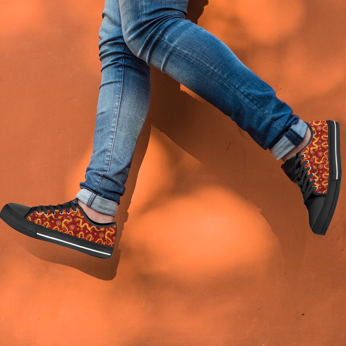 Red Chinese Dragon Men's Low Top Shoes-grizzshop