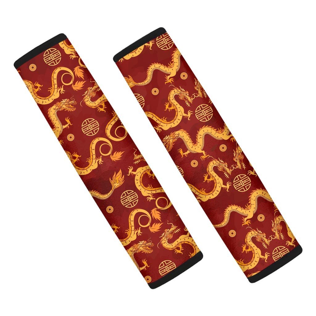 Red Chinese Dragon Seat Belt Cover-grizzshop