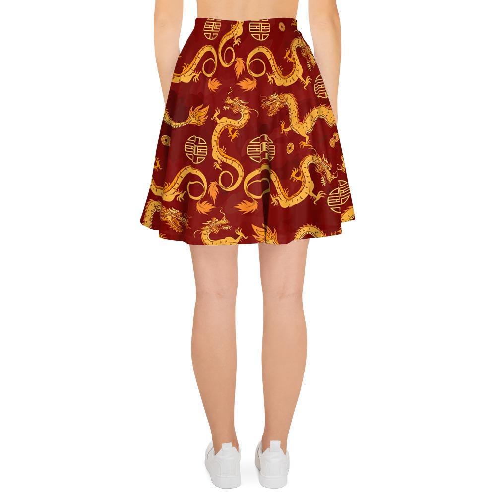 Red Chinese Dragon Women's Skirt-grizzshop