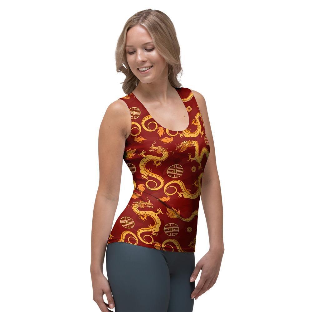 Red Chinese Dragon Women's Tank Top-grizzshop