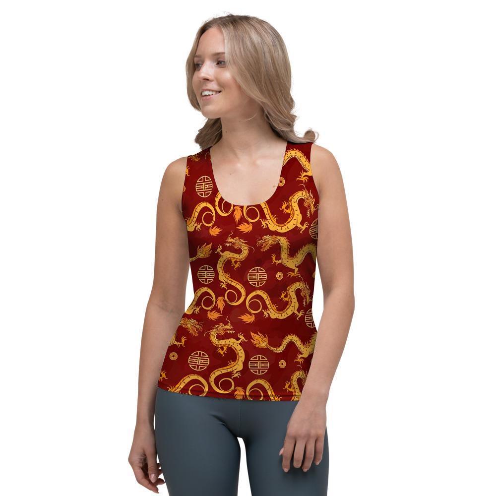 Red Chinese Dragon Women's Tank Top-grizzshop