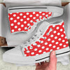Red Color Polka Dot Print Pattern White High Top Shoes-grizzshop