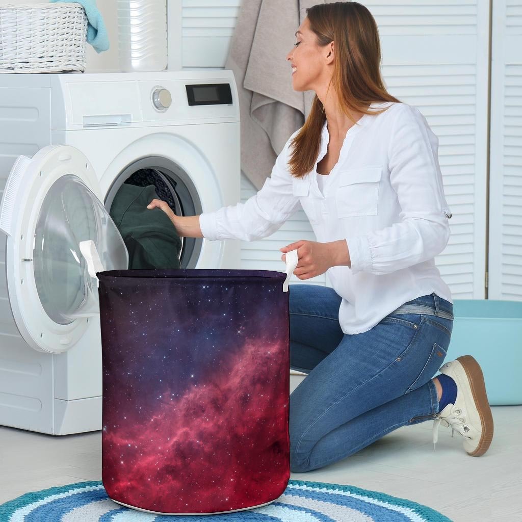 Red Cosmic Galaxy Space Laundry Basket-grizzshop