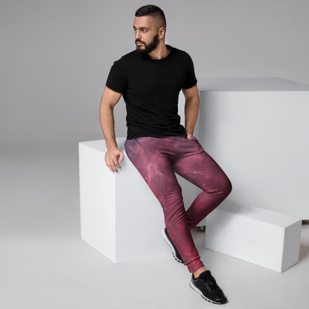 Red Cosmic Galaxy Space Men's Joggers-grizzshop