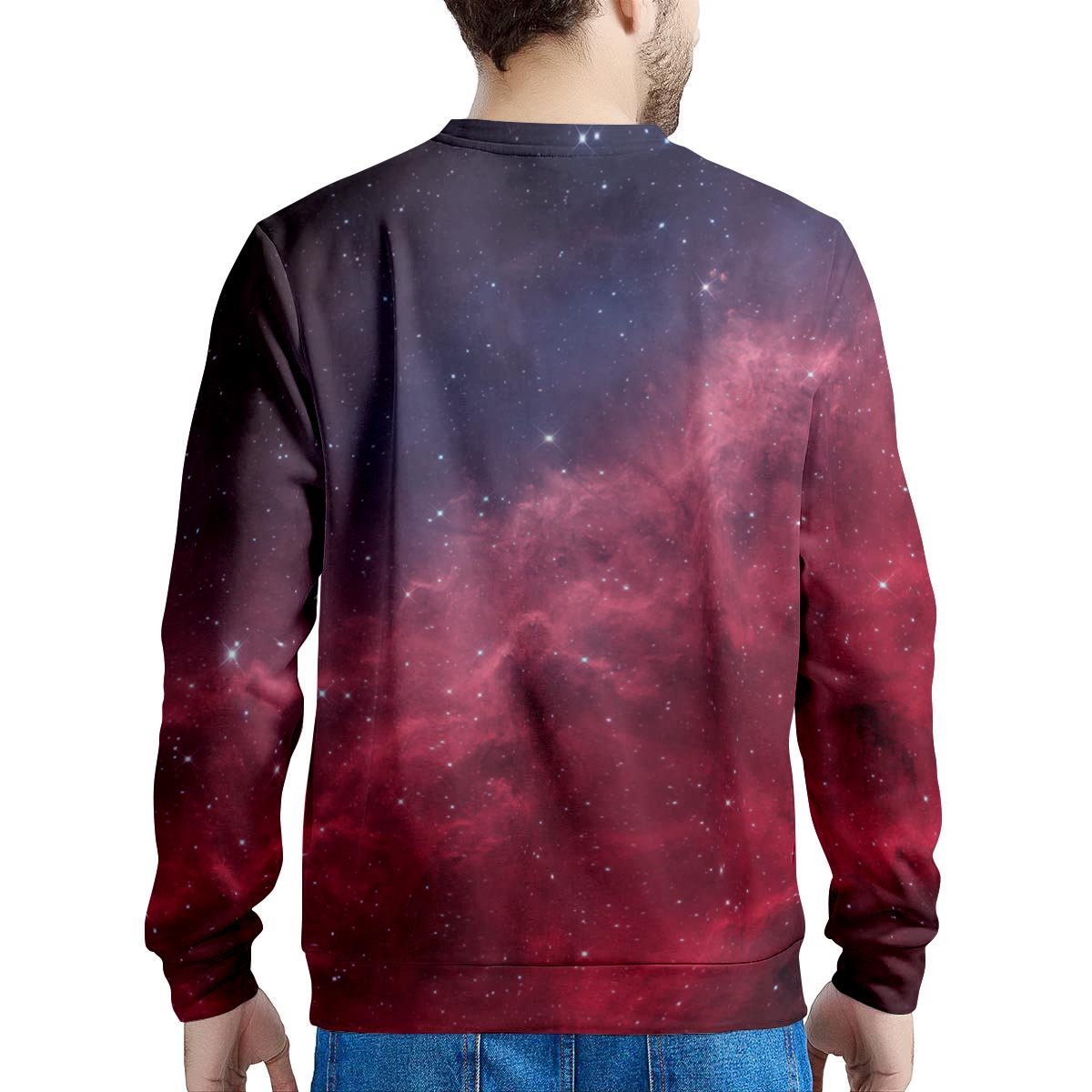Red Cosmic Galaxy Space Men's Sweatshirt-grizzshop