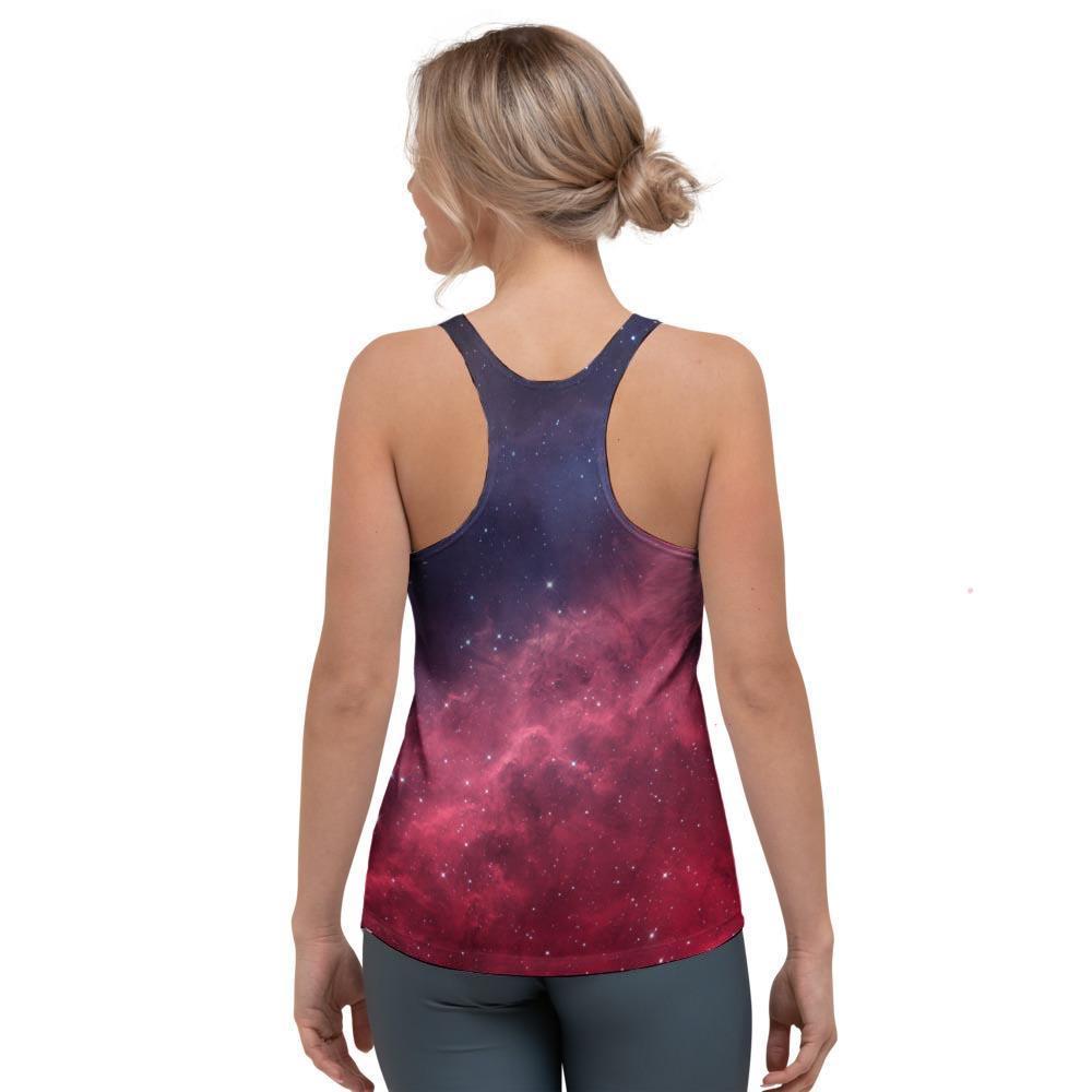 Red Cosmic Galaxy Space Women's Racerback Tank Top-grizzshop