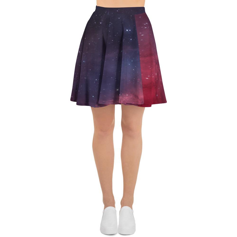 Red Cosmic Galaxy Space Women's Skirt-grizzshop