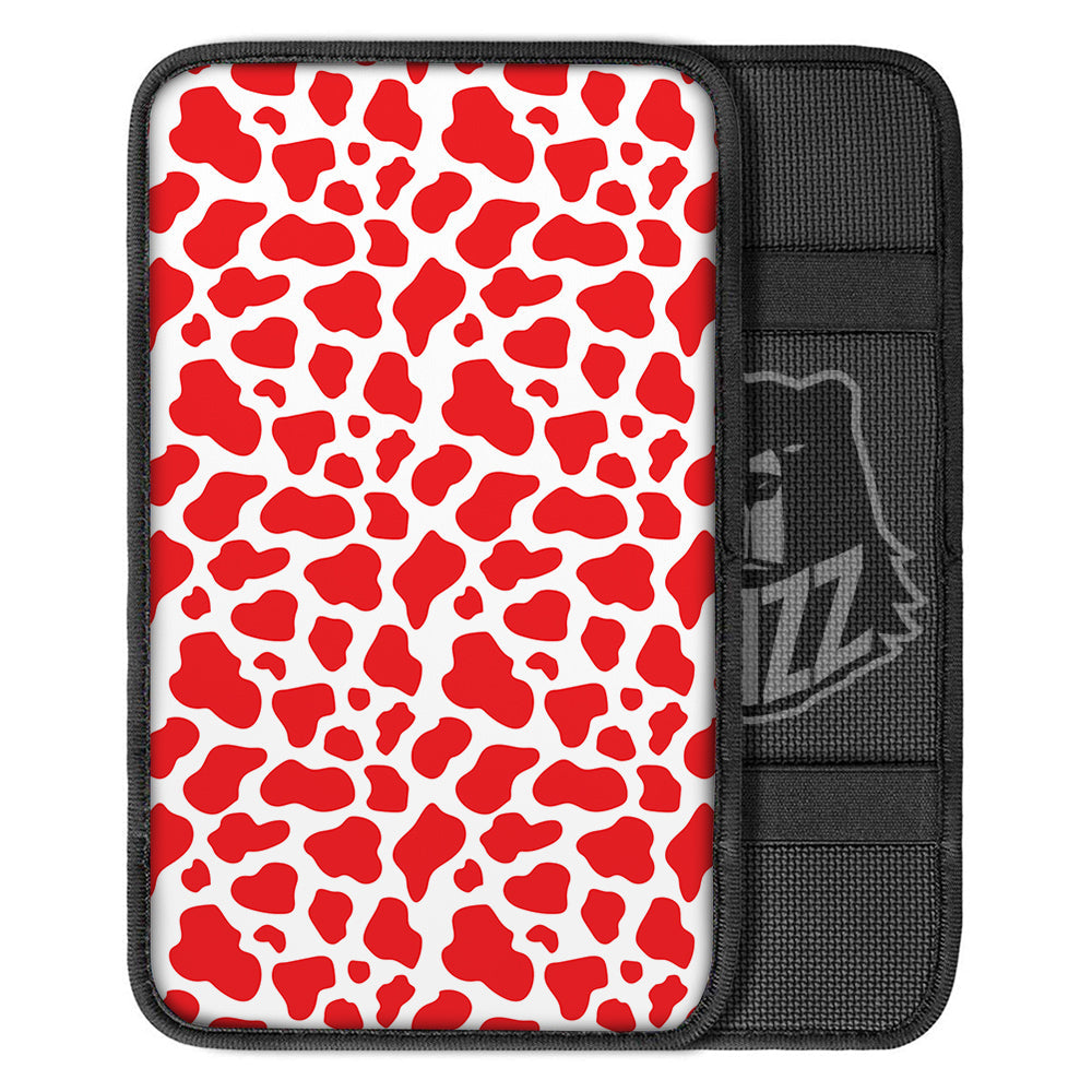 Red Cow Print Pattern Car Center Console Cover-grizzshop