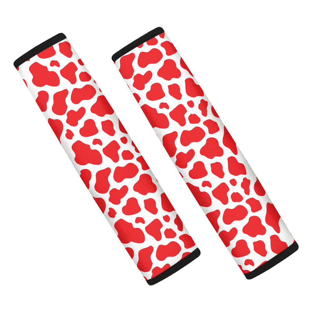 Red Cow Print Pattern Car Seat Belt Cover-grizzshop