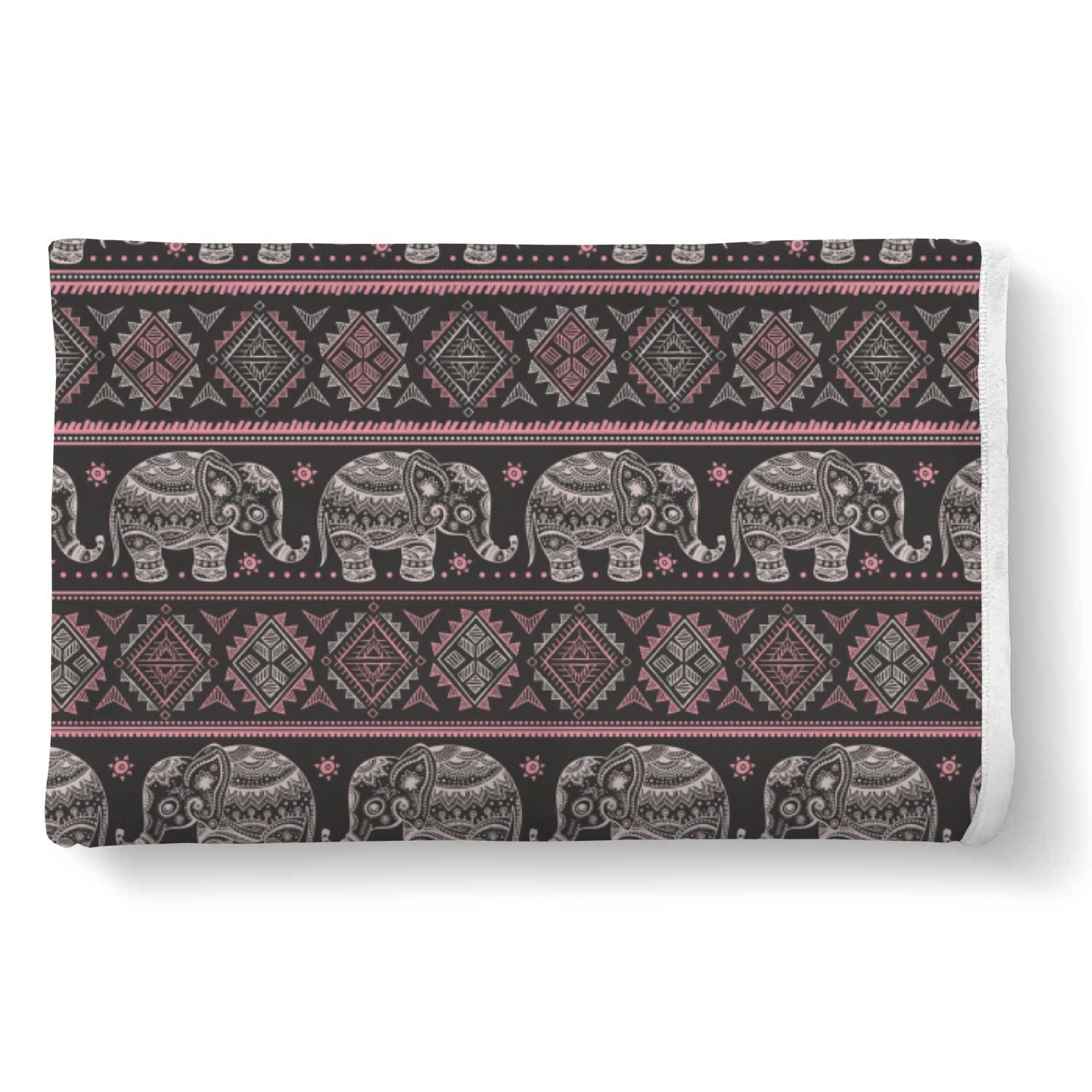 Red Elephant Aztec Pattern Print Throw Blanket-grizzshop