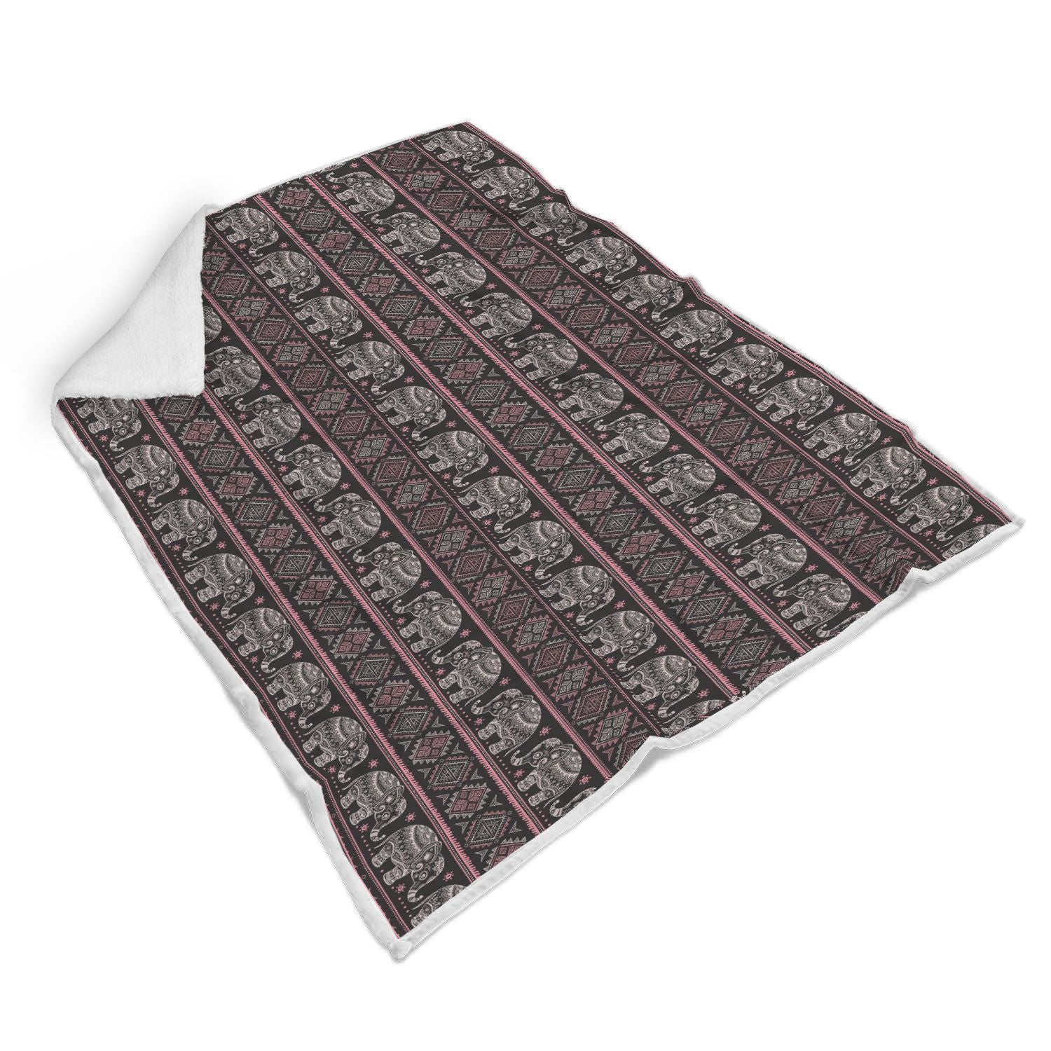 Red Elephant Aztec Pattern Print Throw Blanket-grizzshop