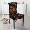 Red Floral Poppy Pattern Print Chair Cover-grizzshop