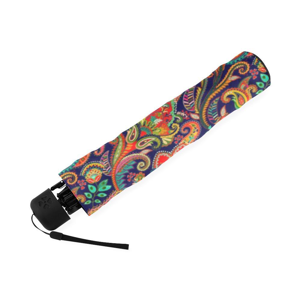 Red Flower Paisley Pattern Print Foldable Umbrella-grizzshop
