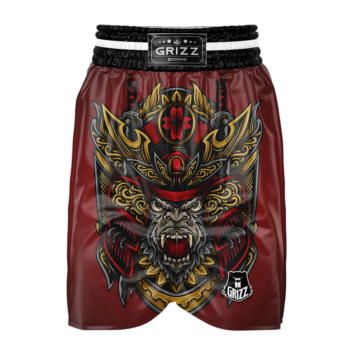 Red Gorilla Samurai Print Boxing Shorts-grizzshop