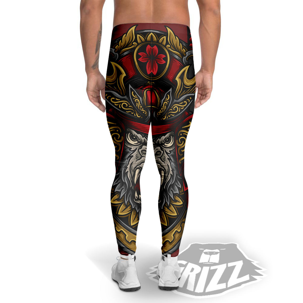Red Gorilla Samurai Print Men's Leggings-grizzshop
