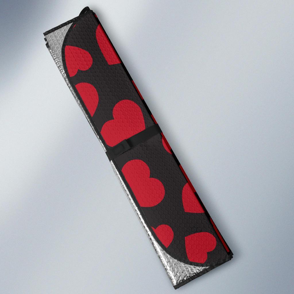 Red Heart Pattern Print Car Sun Shade-grizzshop