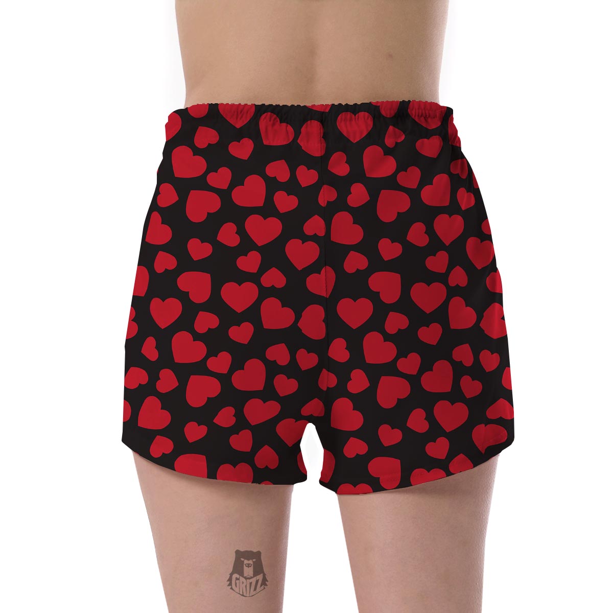 Red Heart Pattern Print Women's Shorts-grizzshop