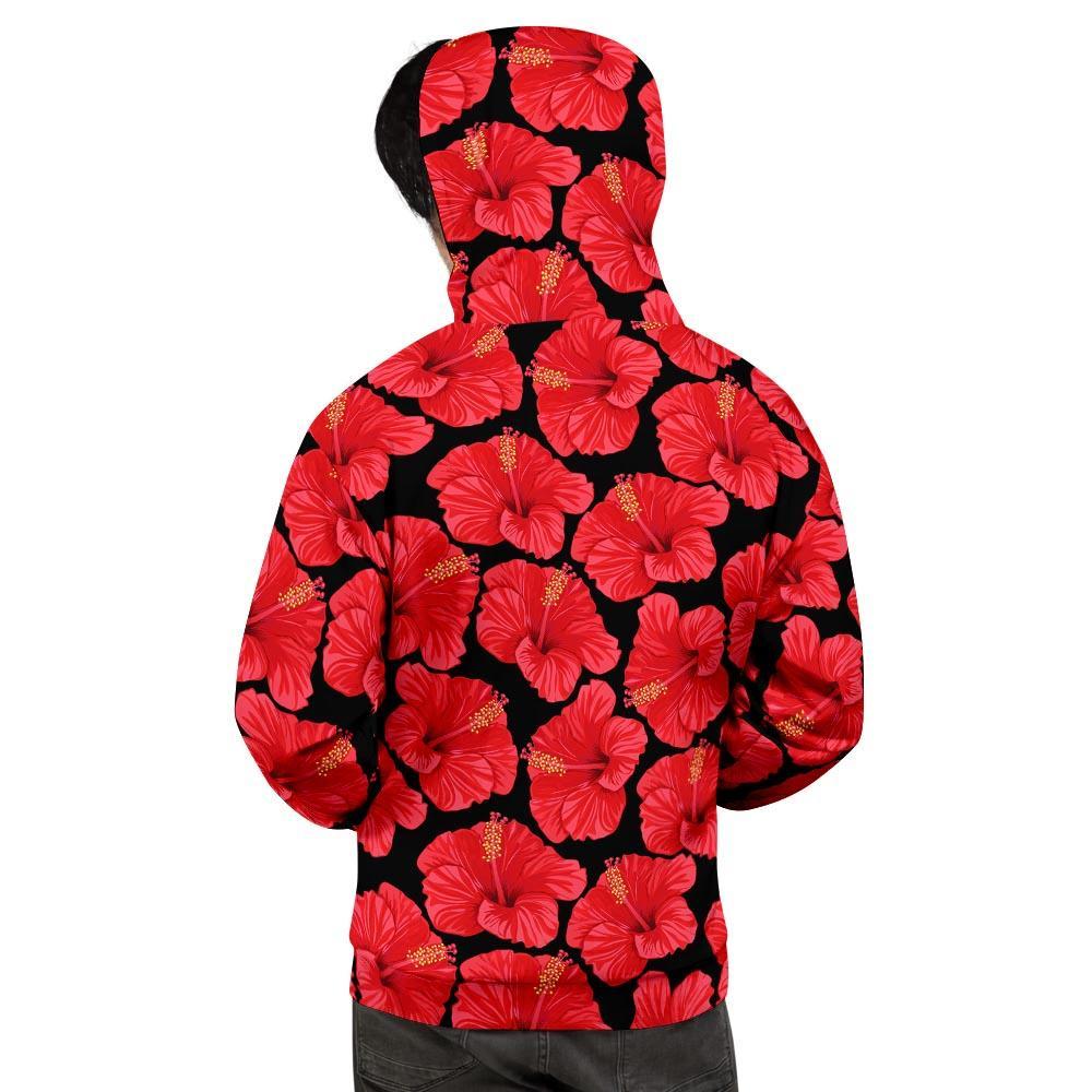 Red Hibiscus Flower Hawaiian Print Men's Hoodie-grizzshop