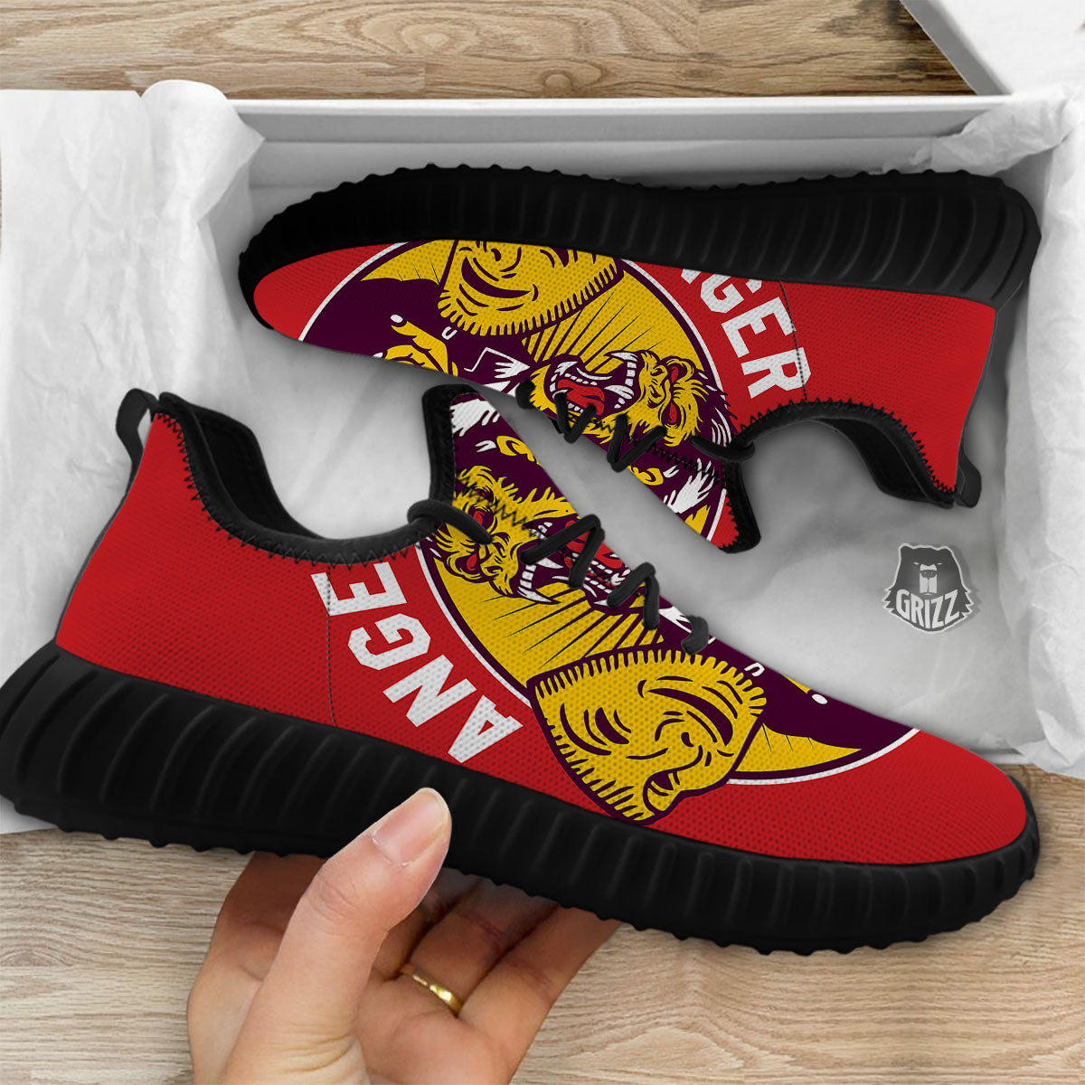 Red King Kong Gorilla Print Black Walking Shoes-grizzshop
