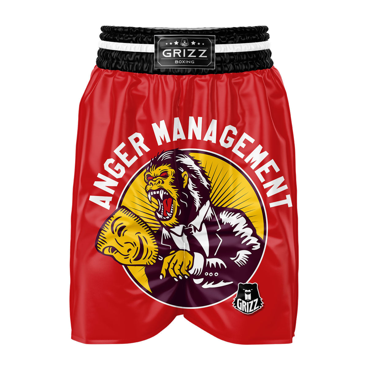 Red King Kong Gorilla Print Boxing Shorts-grizzshop