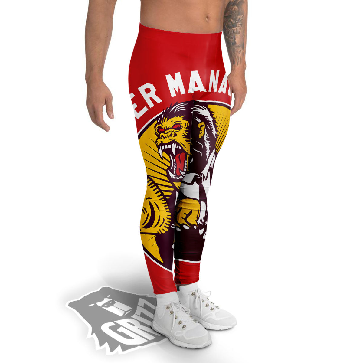 Red King Kong Gorilla Print Men's Leggings-grizzshop
