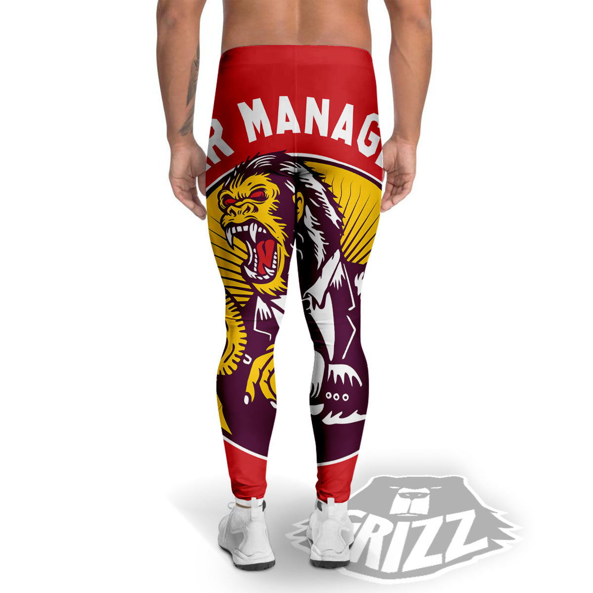 Red King Kong Gorilla Print Men's Leggings-grizzshop