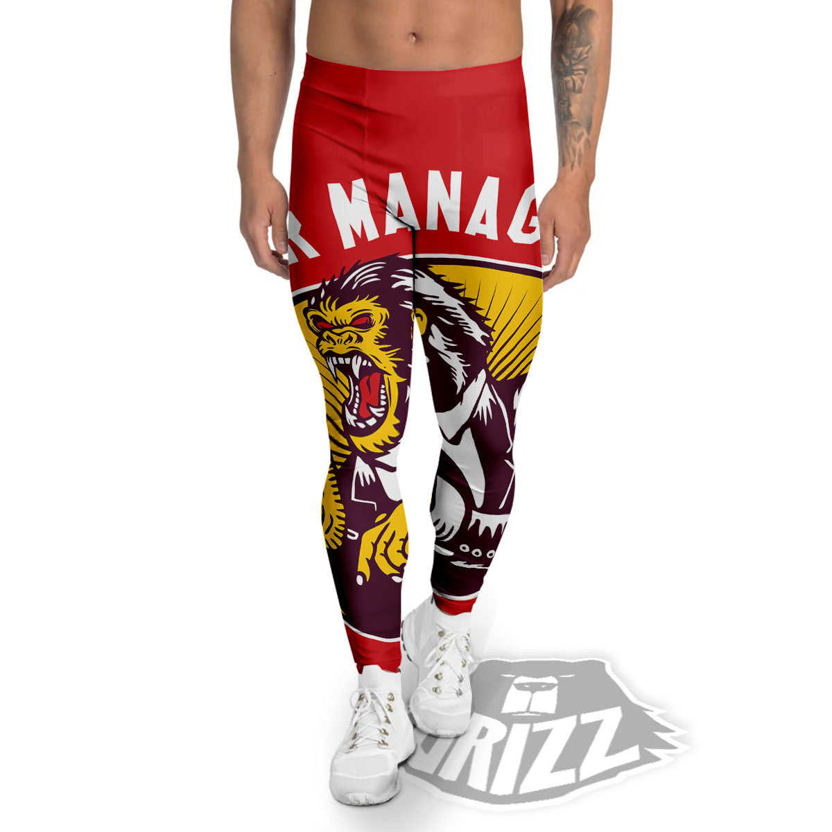 Red King Kong Gorilla Print Men's Leggings-grizzshop