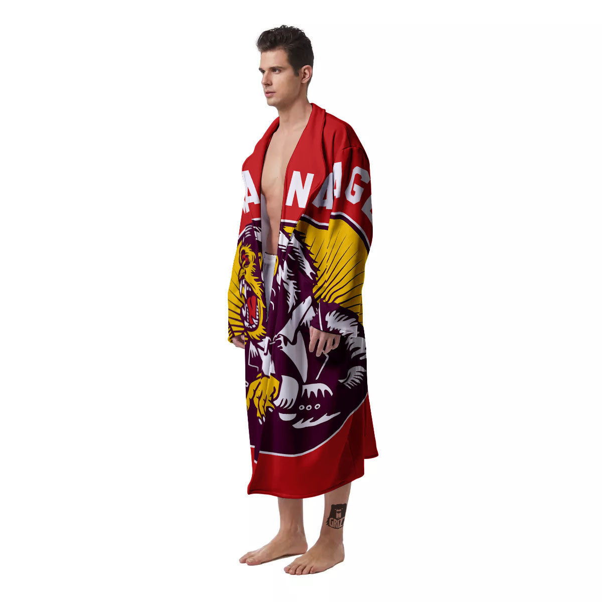 Red King Kong Gorilla Print Men's Robe-grizzshop