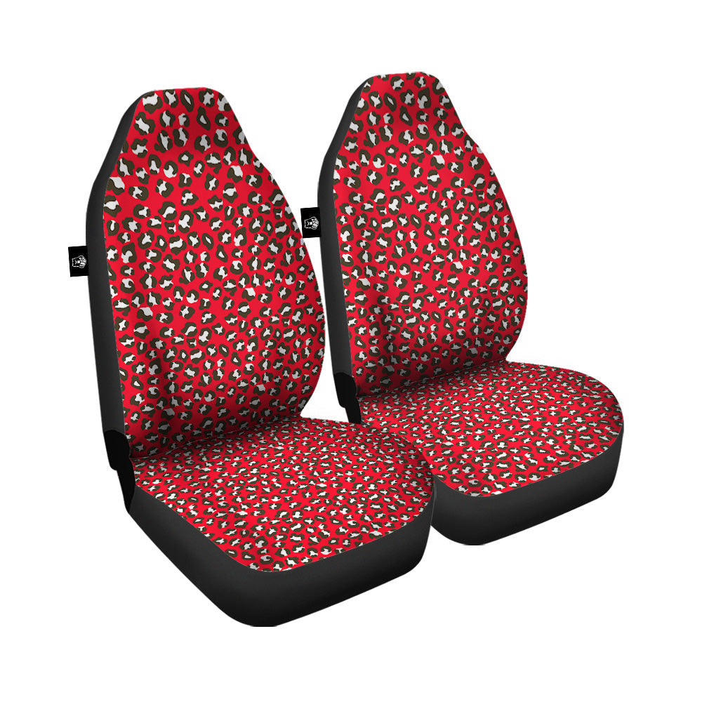 Red Leopard Print Pattern Car Seat Covers-grizzshop