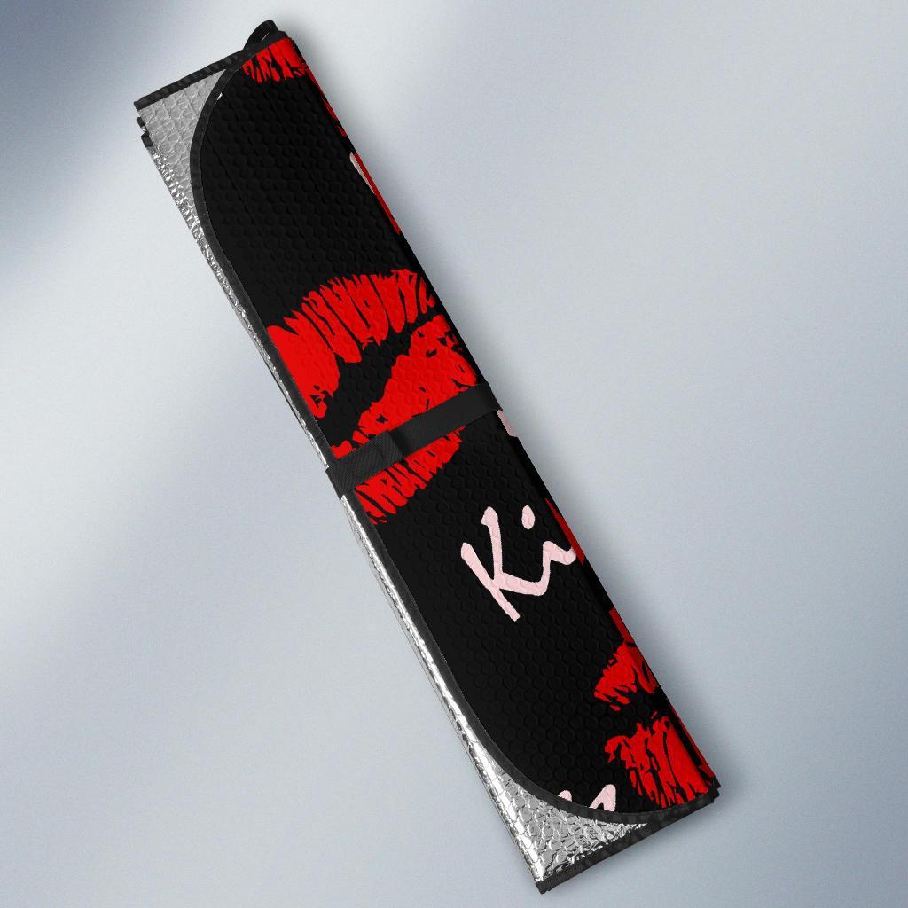 Red Lips Kiss Pattern Print Car Sun Shade-grizzshop
