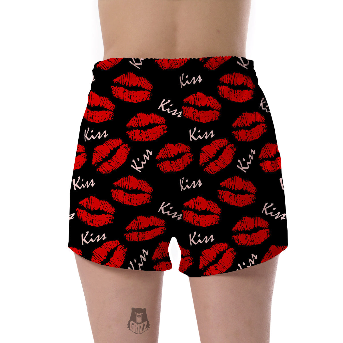 Red Lips Kiss Pattern Print Women's Shorts-grizzshop