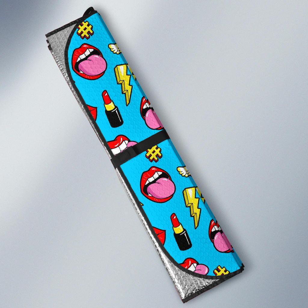 Red Lips Lipstick Pattern Print Car Sun Shade-grizzshop